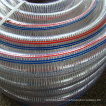 Manguera de succión reforzada alambre de acero transparente del PVC de 4 pulgadas / manguera de acero transparente flexible de la succión del PVC